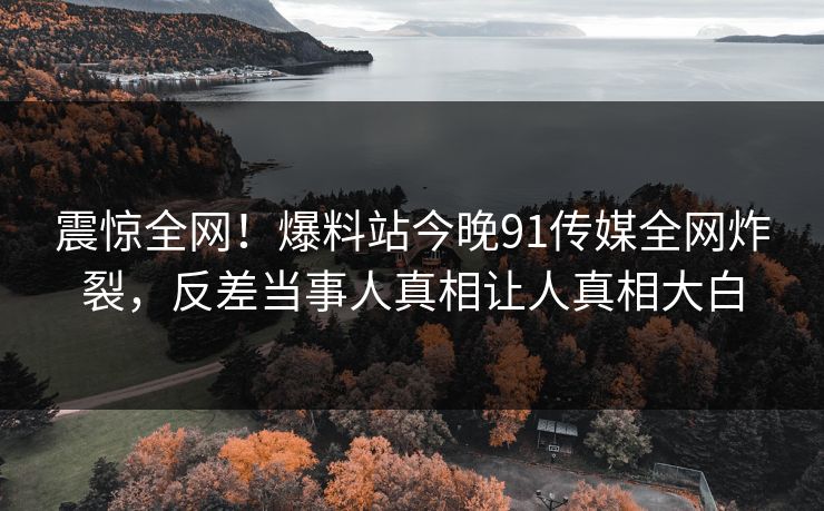 震惊全网！爆料站今晚91传媒全网炸裂，反差当事人真相让人真相大白