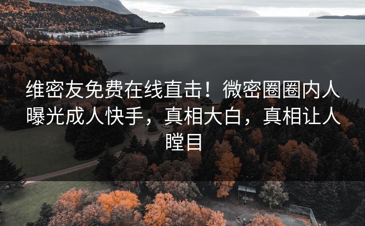 维密友免费在线直击！微密圈圈内人曝光成人快手，真相大白，真相让人瞠目