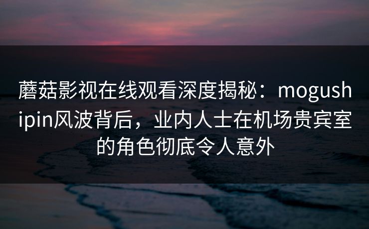 蘑菇影视在线观看深度揭秘：mogushipin风波背后，业内人士在机场贵宾室的角色彻底令人意外