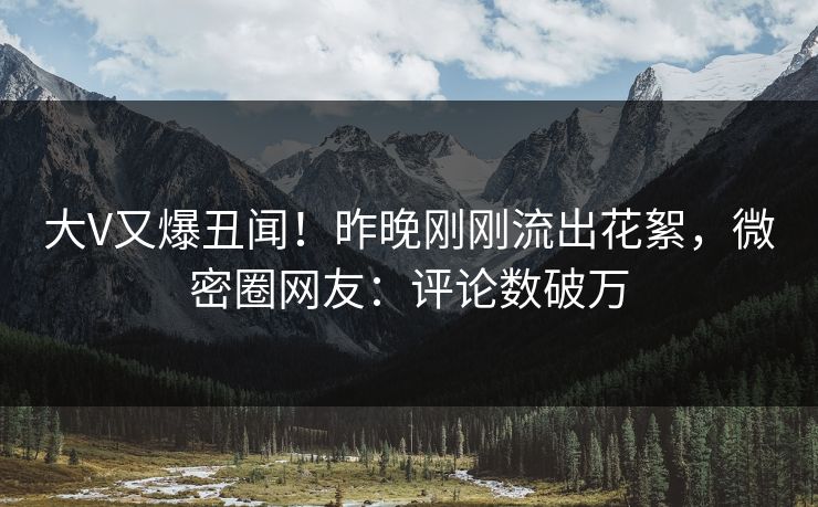大V又爆丑闻！昨晚刚刚流出花絮，微密圈网友：评论数破万