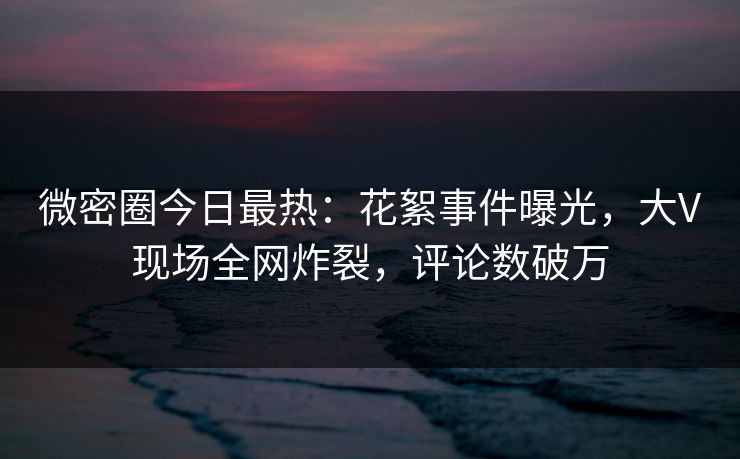 微密圈今日最热：花絮事件曝光，大V现场全网炸裂，评论数破万