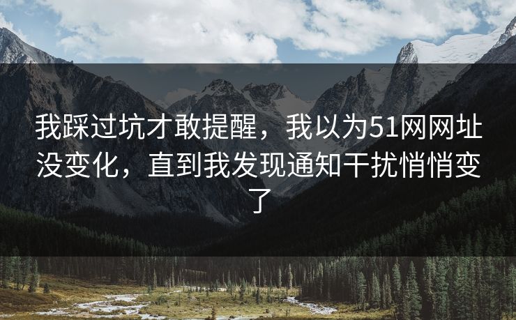 我踩过坑才敢提醒,我以为51网网址没变化,直到我发现通知干扰悄悄变了 我踩过坑才敢提醒,我以为51网网址没变化,直到我发现通知干扰悄悄变了